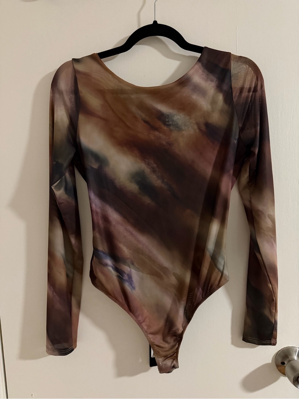 Live a Little Brown Tie-Dye Long Sleeve Bodysuit
